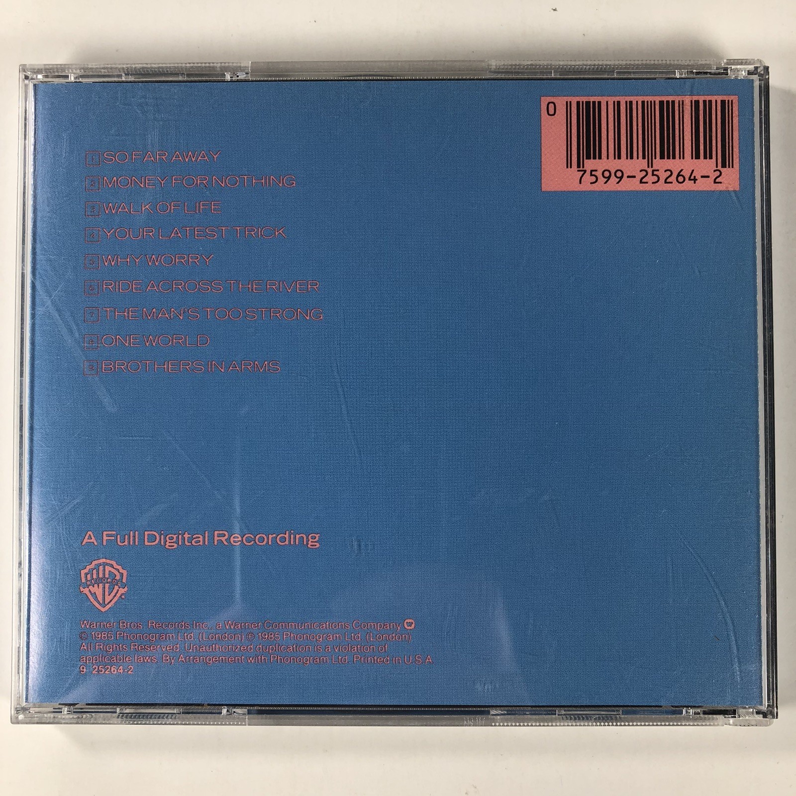 Dire Straits Brothers In Arms CD Warner Bros Classic Rock Money for Nothing