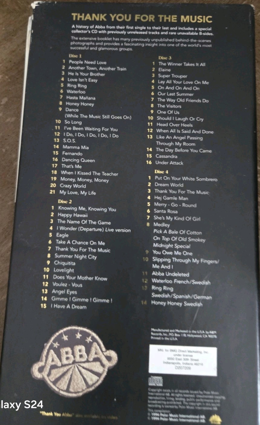 ABBA Thank You For The Music 4‑CD Box Set 1994 Polydor Compilation w/Booklet