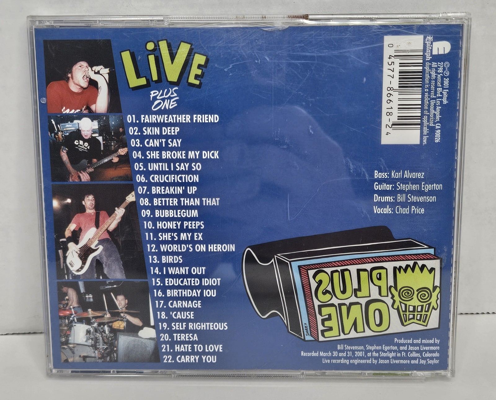 ALL~ 2001~ LIVE PLUS ONE CD NM Disc