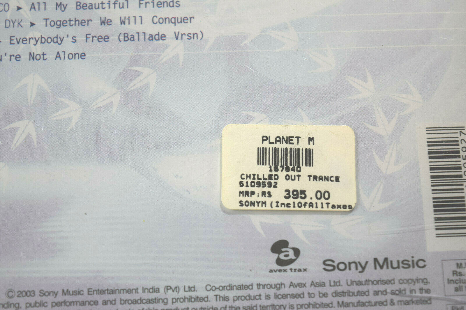 Chilled Out Trance Very Rare 2002 Sony Music Made in Mumbai Factory Sealed