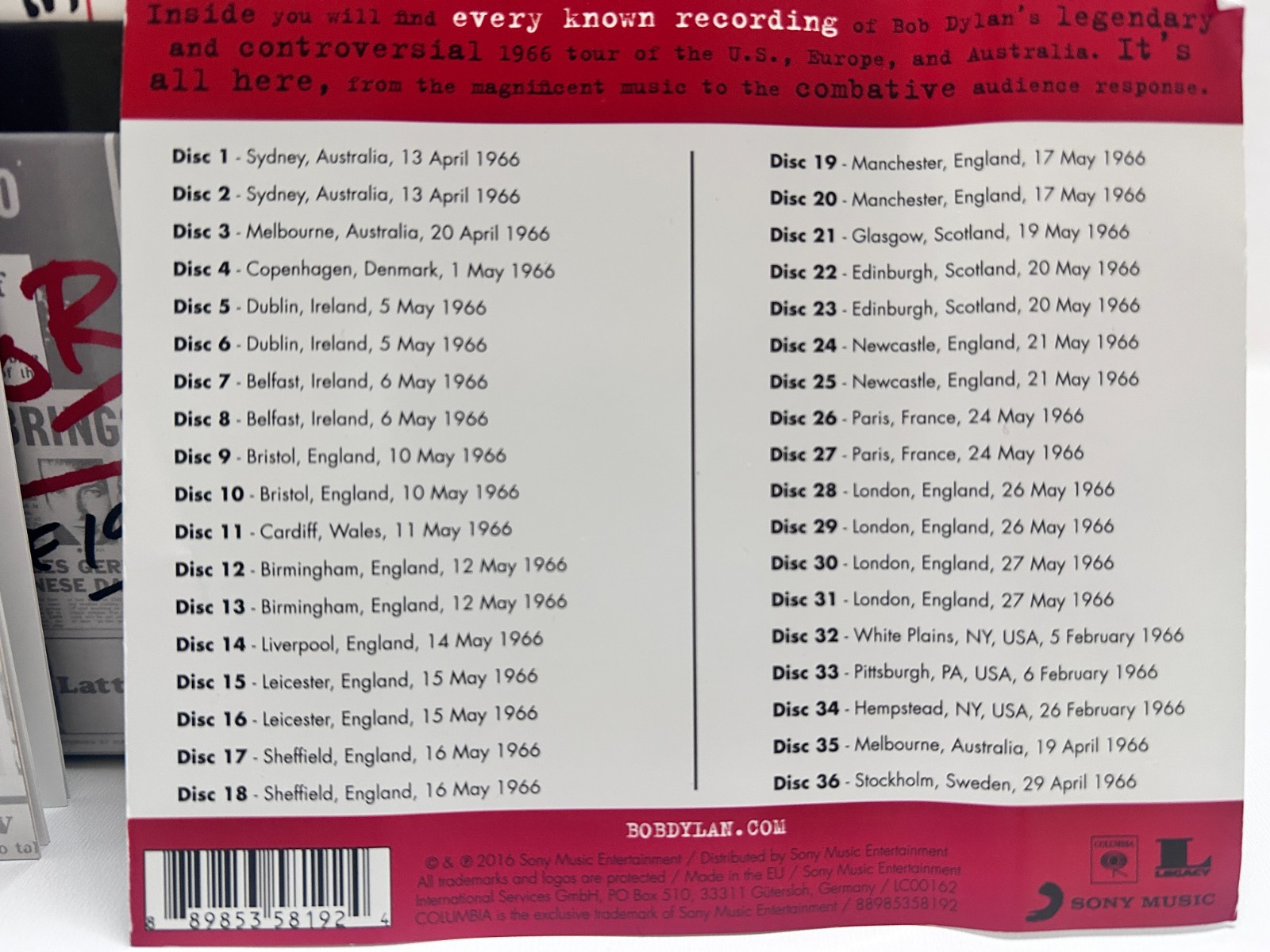 Bob Dylan The 1966 Live Recordings (CD) Box Set Complete