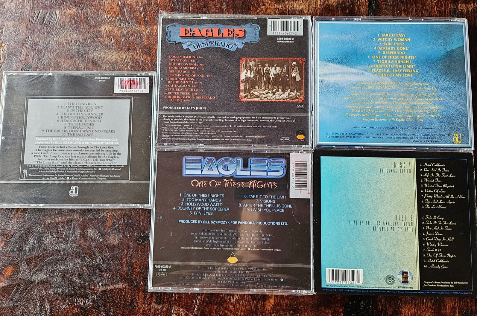 The Eagles CD lot of 5 -3 NEW Desperado 1 of These Nights Long Run + Hotel Hits