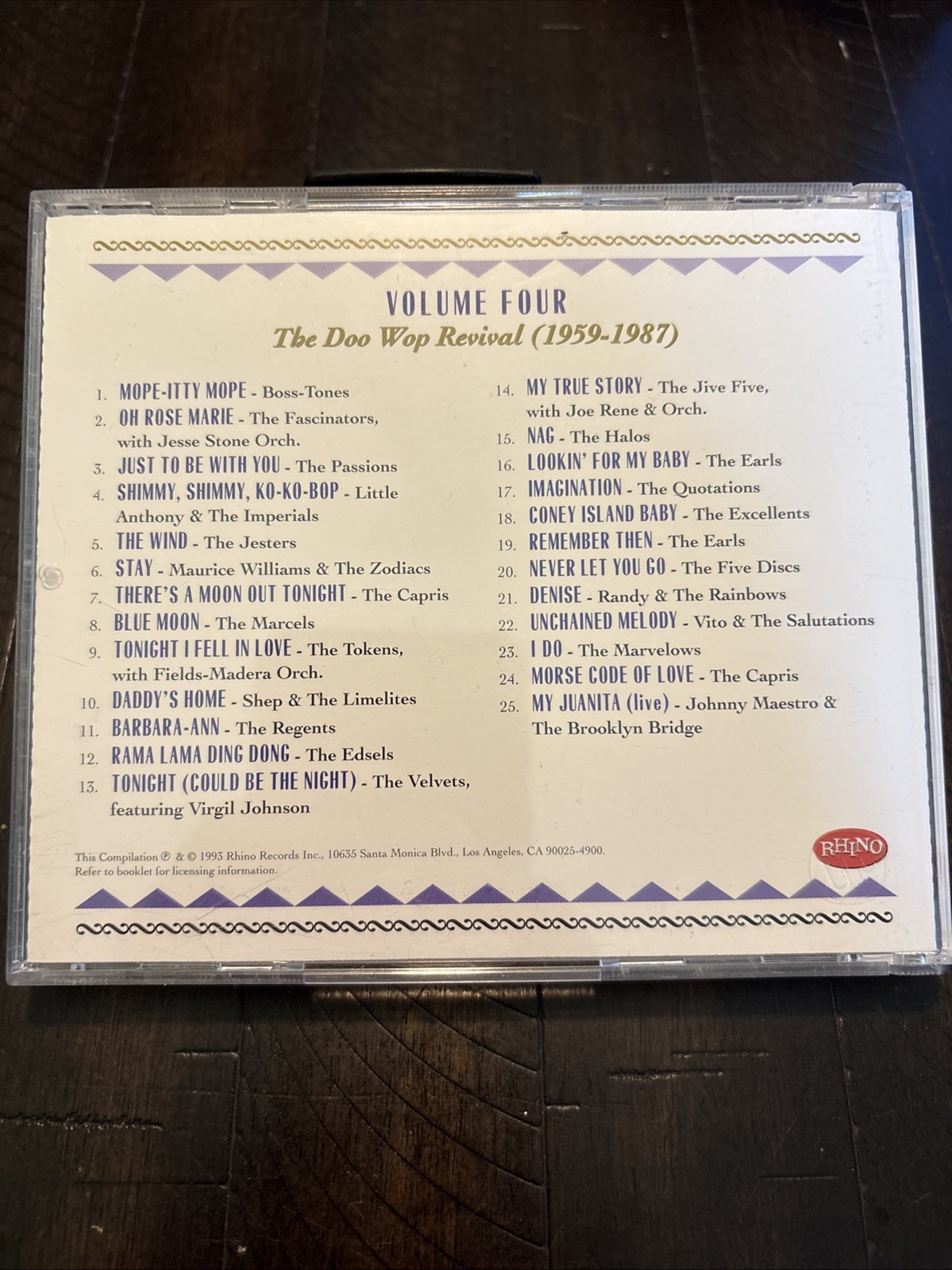 CD THE DOO WOP REVIVAL (1959-1987) Volume Four - Rhino Records. 2