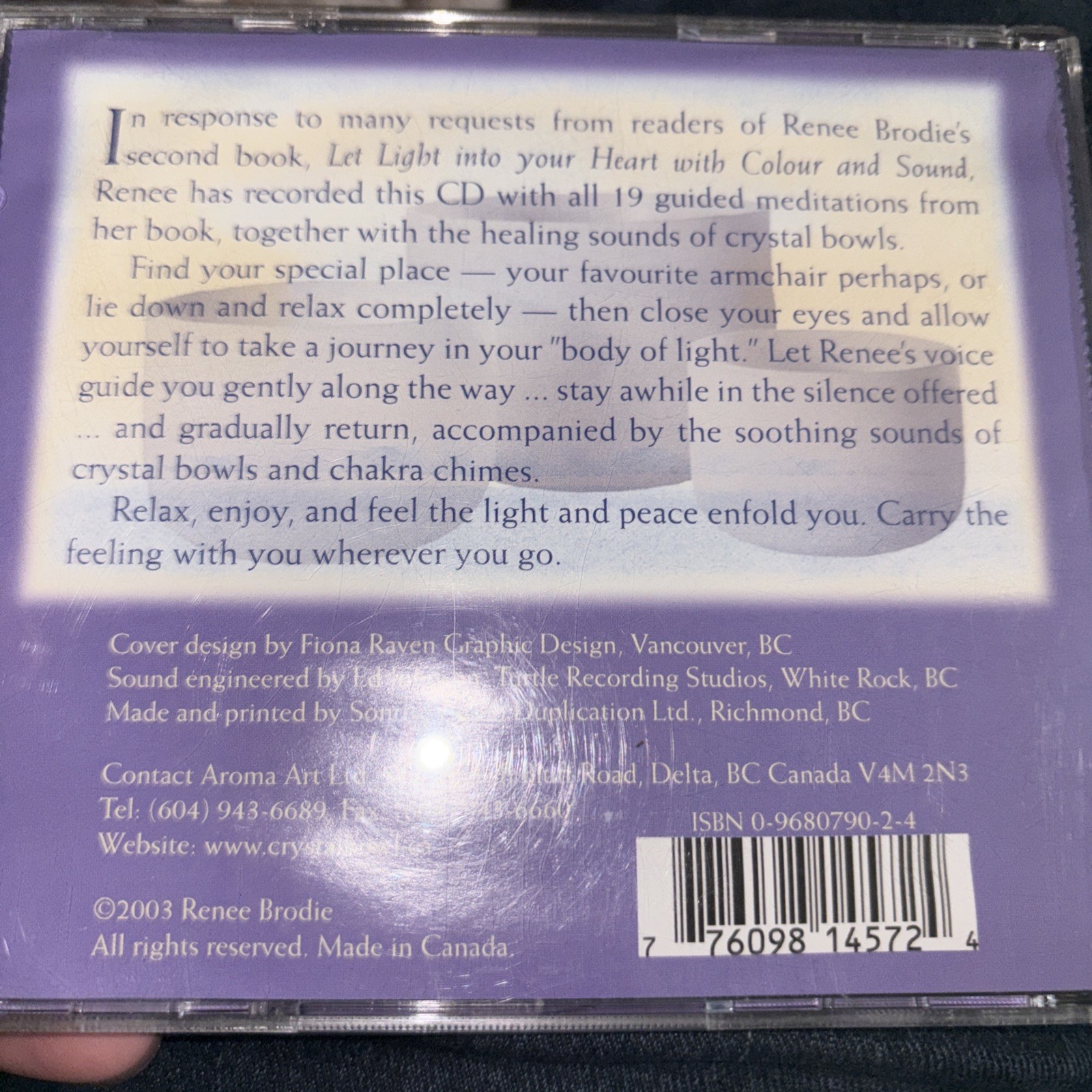 Renee Brodie: Guided Meditations with Sounds of Crystal Bowls (CD, 2003) Healing