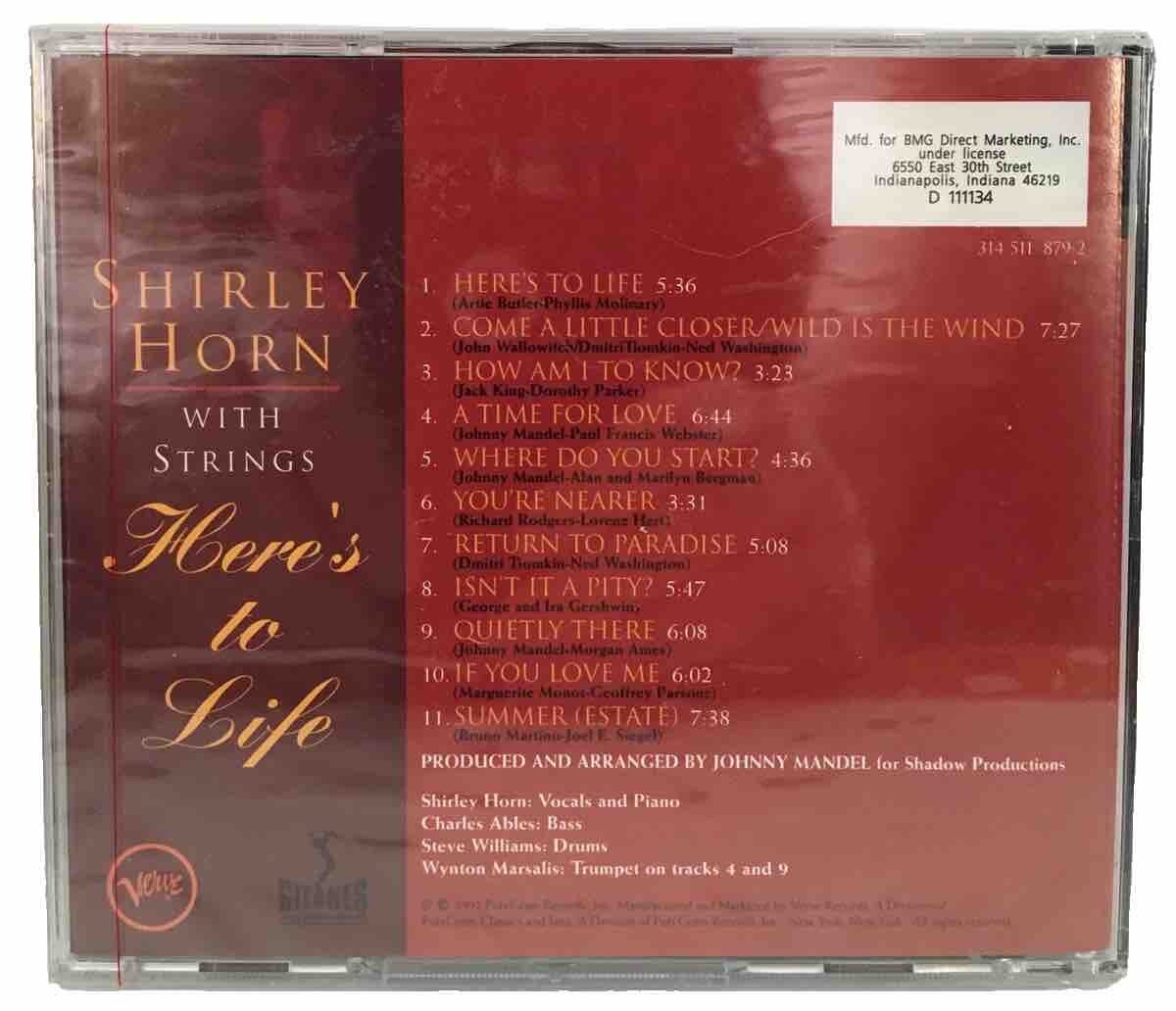 SHIRLEY HORN WITH STRINGS - HERE'S TO LIFE (CD, 1992, VERVE) Brand New! Sealed!