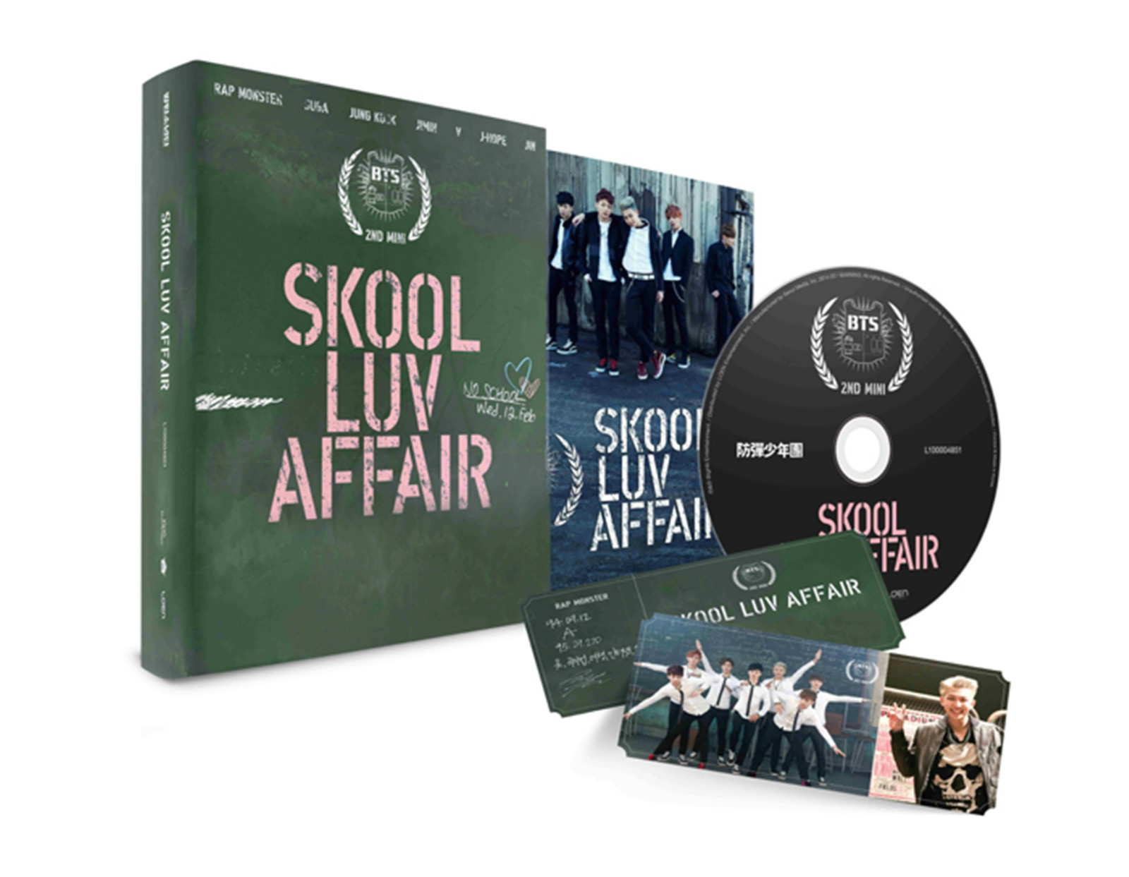 K-POP BTS 2nd Mini Album [SKOOL LUV AFFAIR] CD+115p Photobook+Photocard+Sticker
