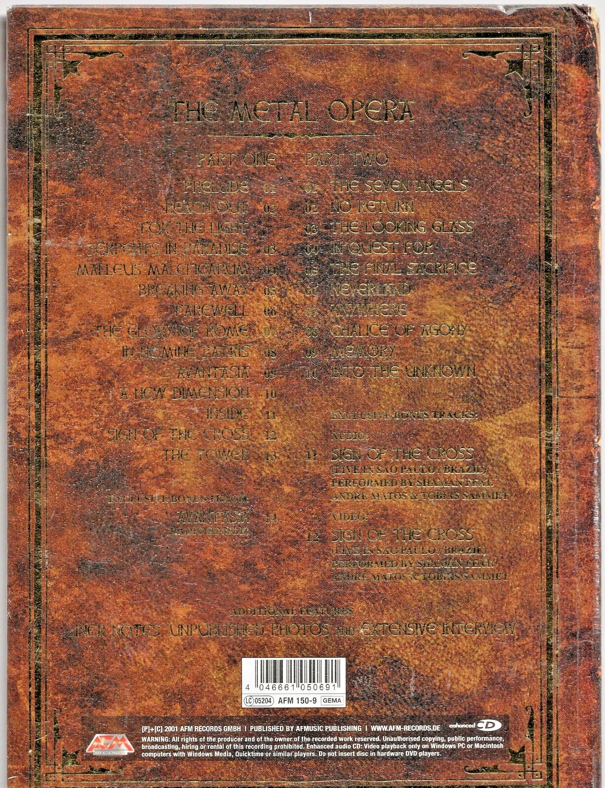 TOBIAS SAMMETS AVANTASIA METAL OPERA PART 1 & 2 GOLD EDITION