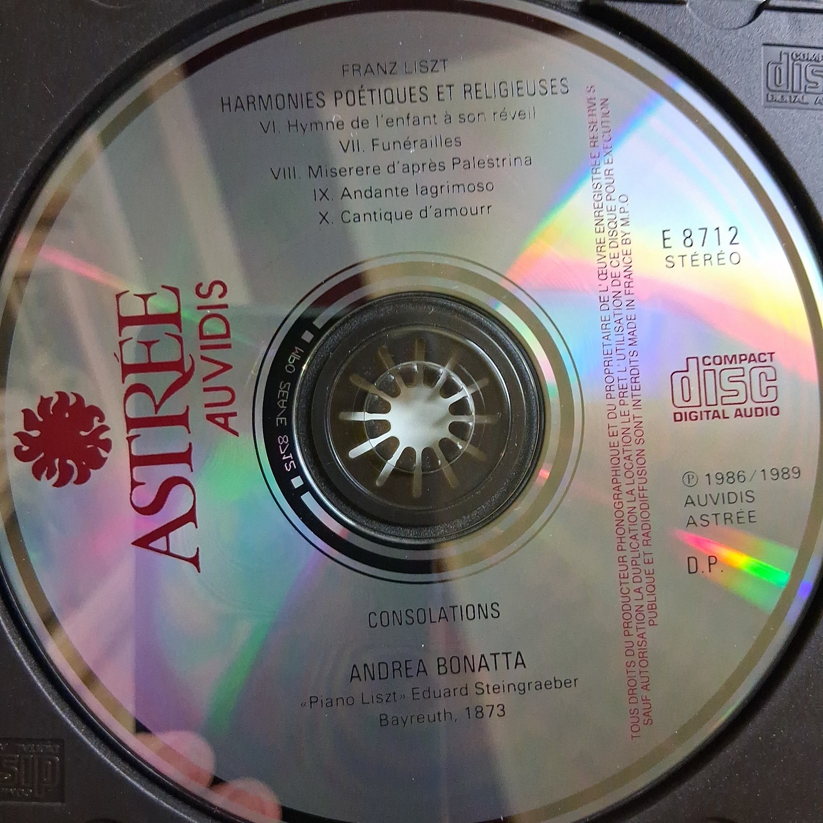 Franz Liszt Harmonies Poetiques Religieuses Consolations Bonatta Astree 2CD