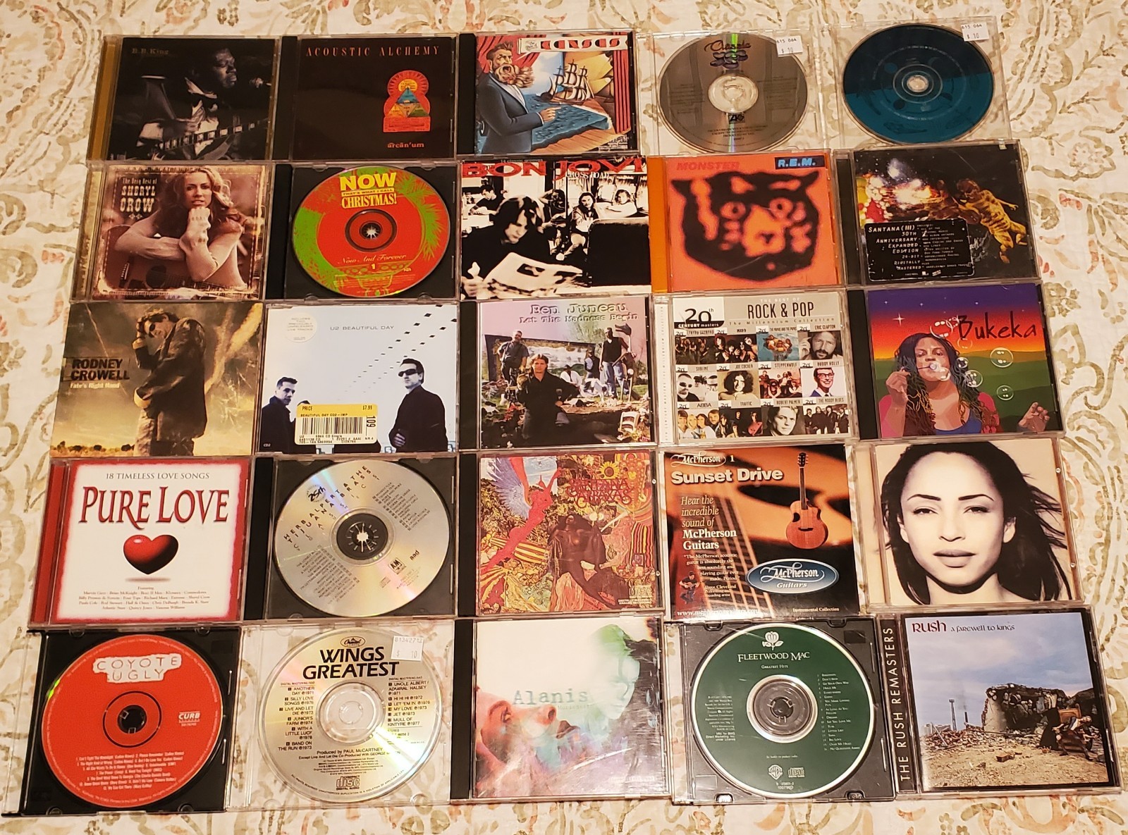 LOT OF 25 CD ROCK POP 70S 80S RUSH SANTANA PINK FLOYD FLEETWOOD MAC KANSAS