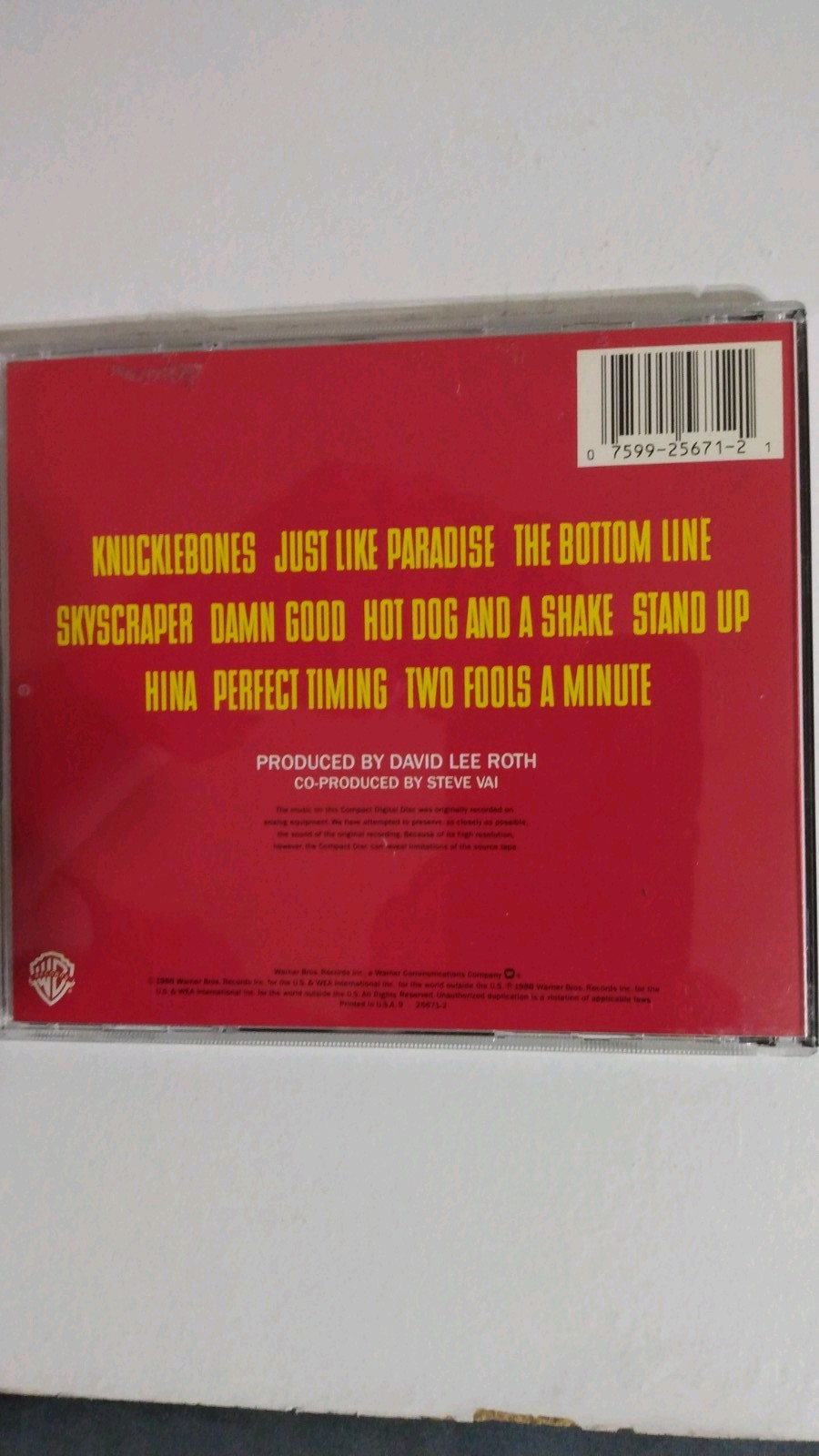 Skyscraper by David Lee Roth (CD, 1988, Warner Bros.) 9 25671 2