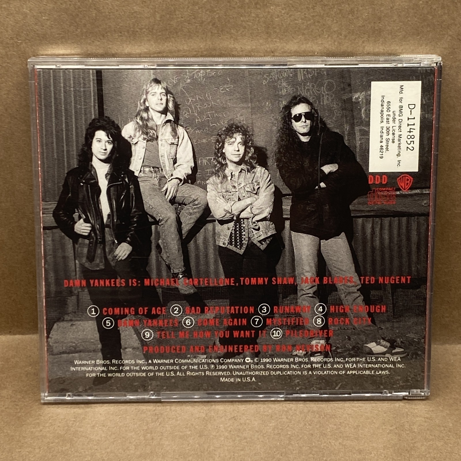Damn Yankees Self-Titled CD 1990 Warner Bros. Classic Hard Rock Album D-114852