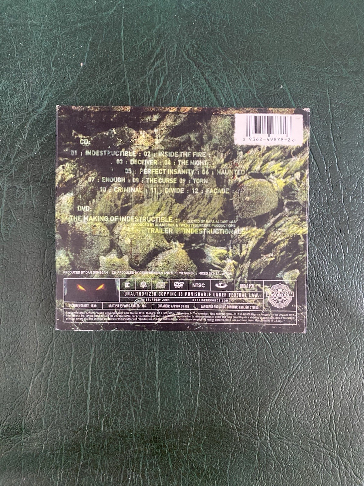 Disturbed Indestructible (DVD ONLY NO CD, 2008) Deluxe Digipak Special Edition
