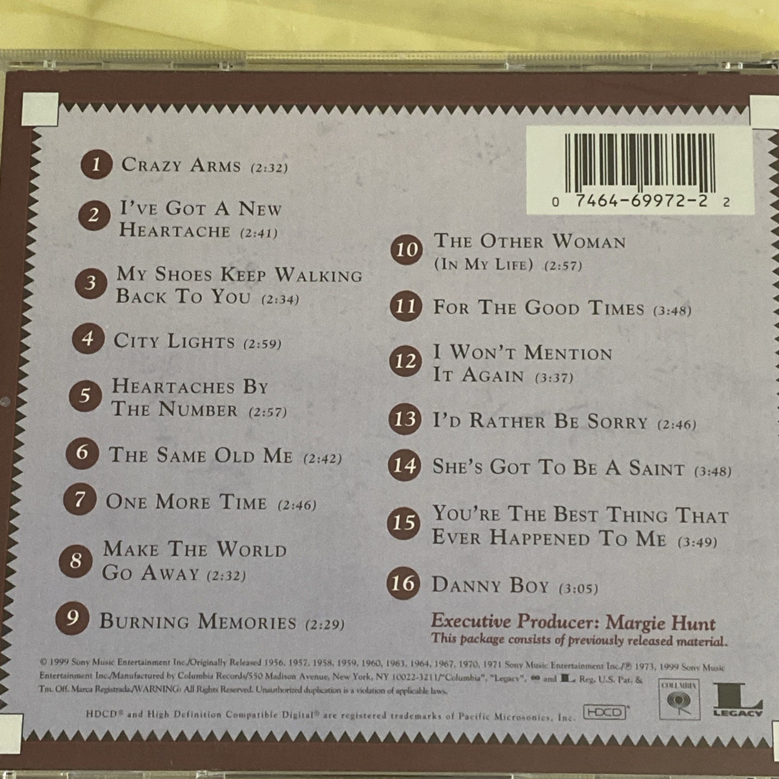 Ray Price - 16 Biggest Hits - Music CD - Ray Price - 1999-08-10 - Sony Legacy -