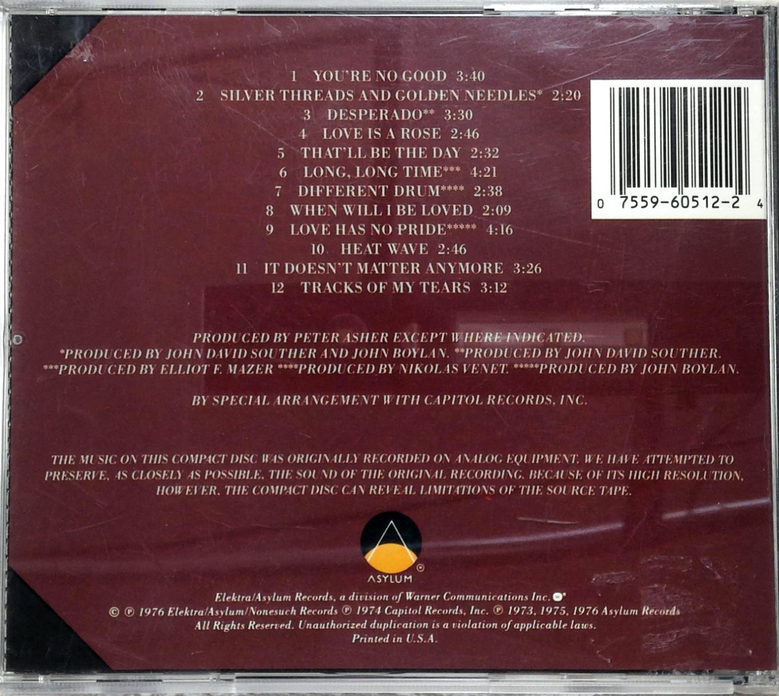 Linda Ronstadt - Greatest Hits CD 1976 Pop Rock Asylum Elektra