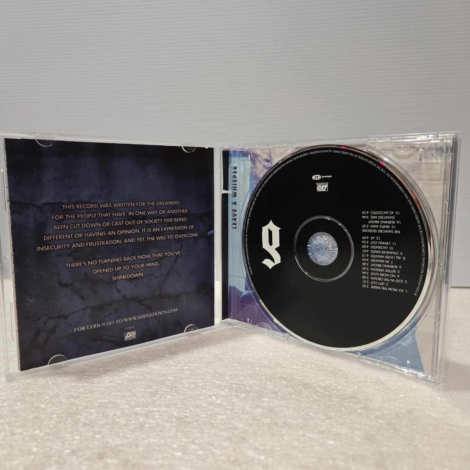 Shinedown Leave a Whisper CD - Hard Rock - CD Near Mint, Excellent