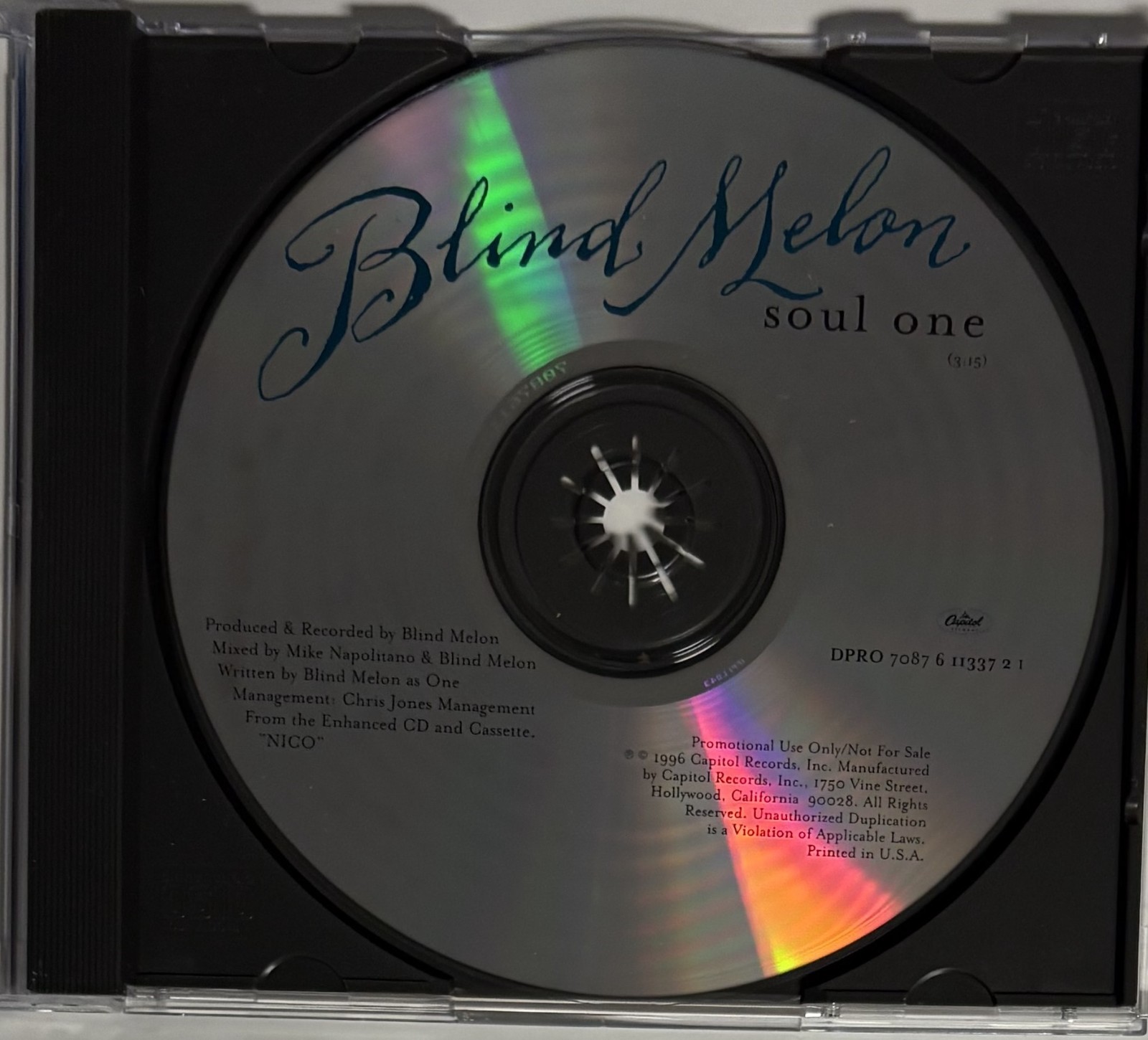 BLIND MELON Soul One US promo cd single 1996 Capitol alt GRUNGE Shannon Hoon