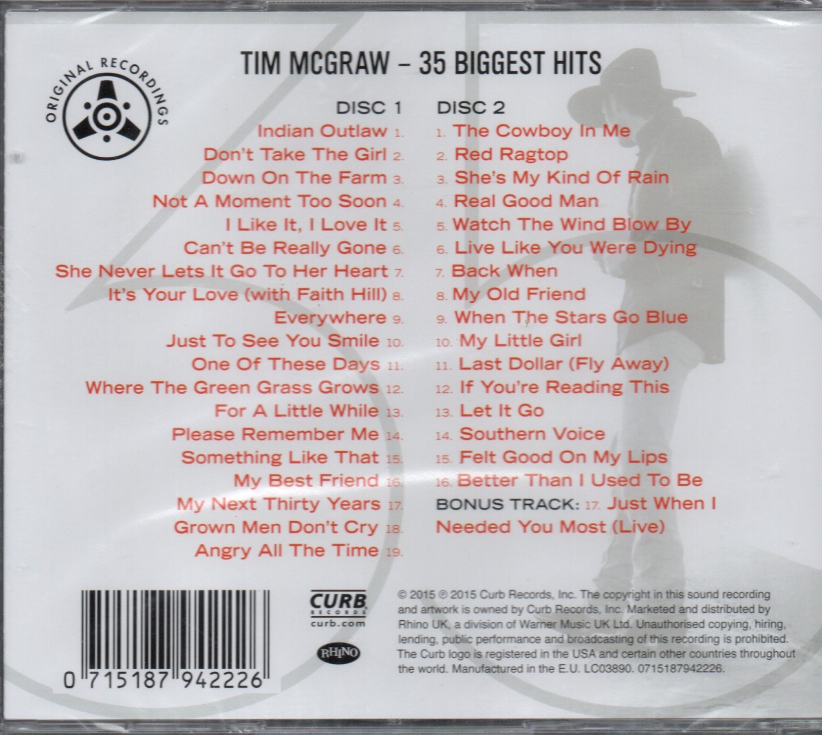 TIM McGRAW - 35 biggest hits - CD album (Brand new & sealed)