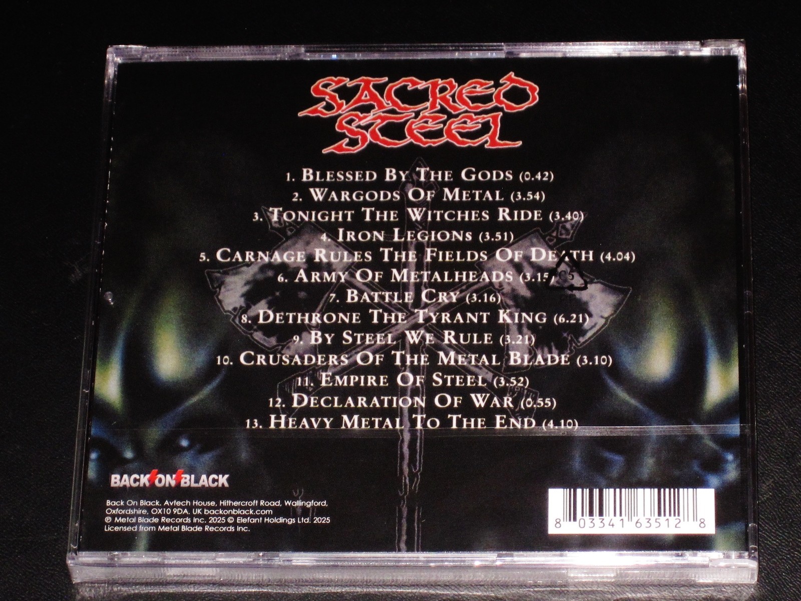 Sacred Steel: Wargods Of Metal CD 2026 Reissue Back On Black Records UK JC NEW