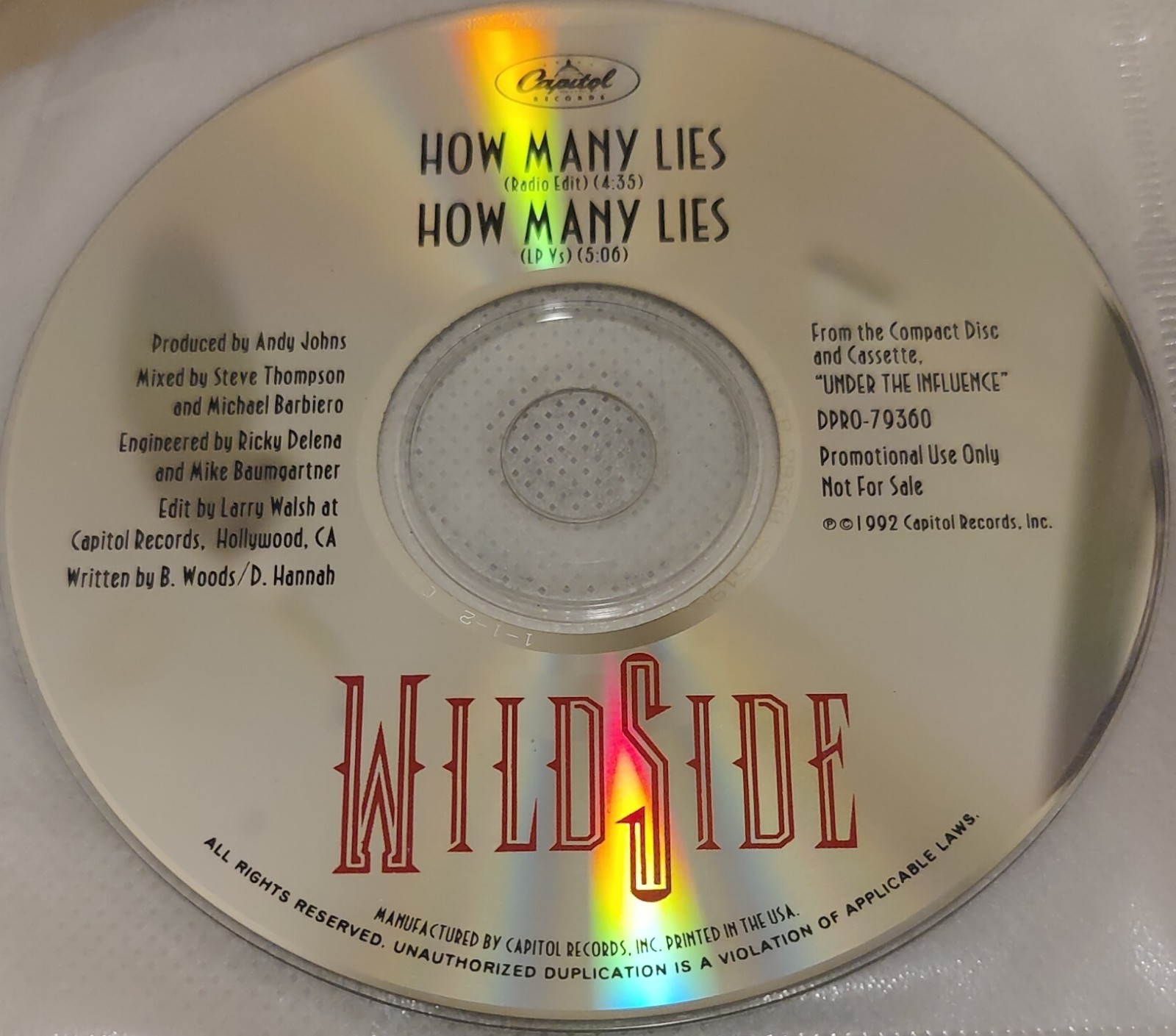Wildside - How Many Lies CD PROMO Single Heavy Metal RARE VHTF PLAY TESTED