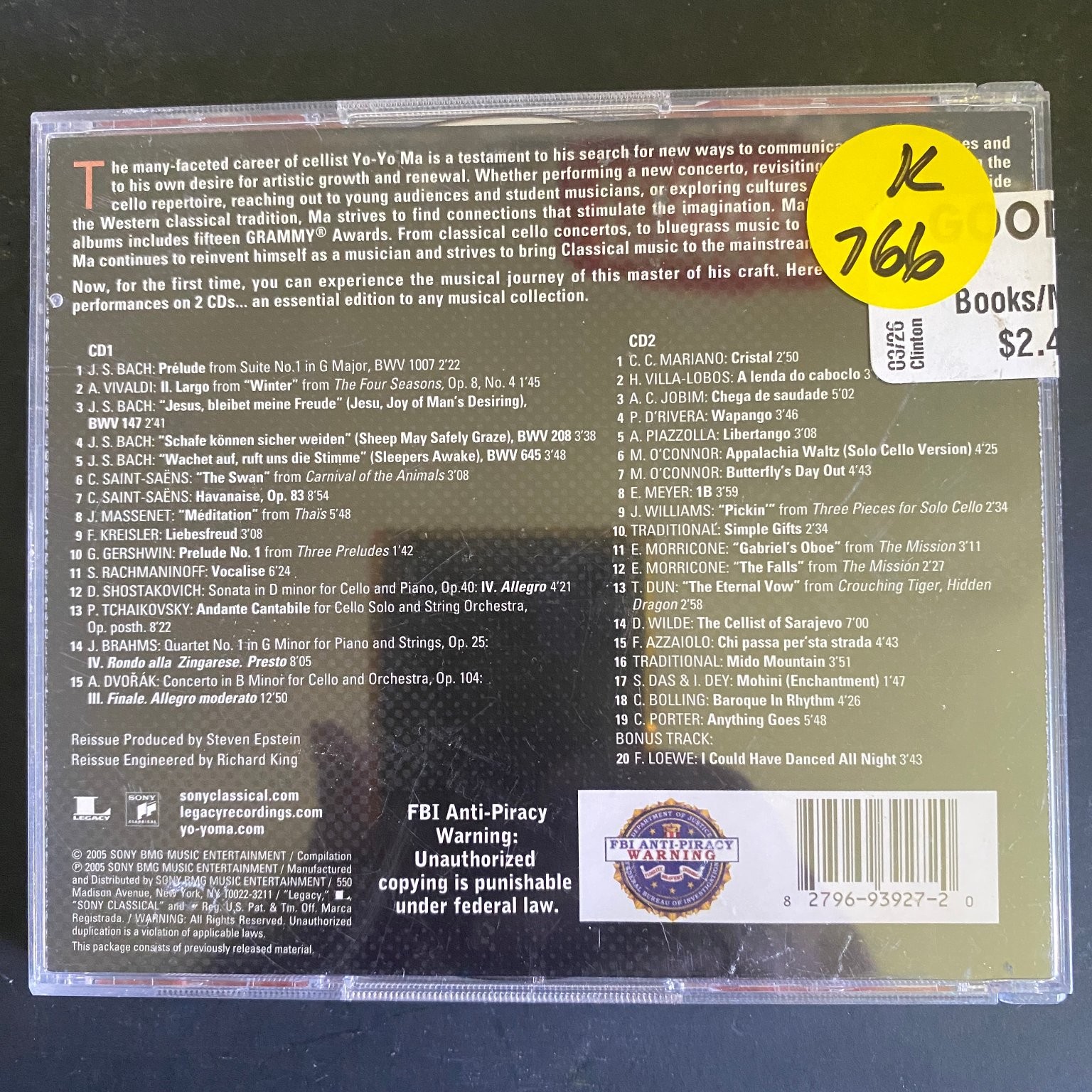 Yo-Yo Ma – The Essential CD 2005 Classical Cello Legacy Recordings