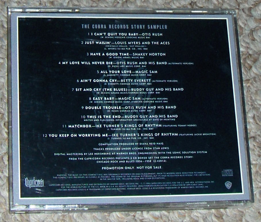 Capricorn The COBRA Records Story Sampler CD Chicago Rock & Blues 1956-1958