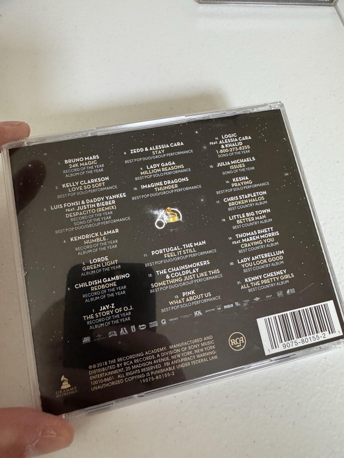 Various 2018 Grammy Nominees CD 2018 Pop Rock Country RCA 19075801552