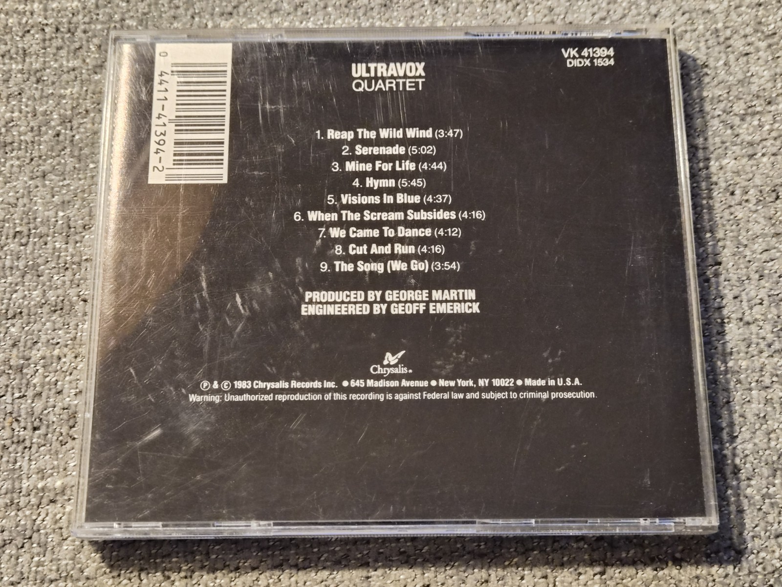 (206) Ultravox – Quartet CD 1983 Chrysalis New Wave Synth Pop