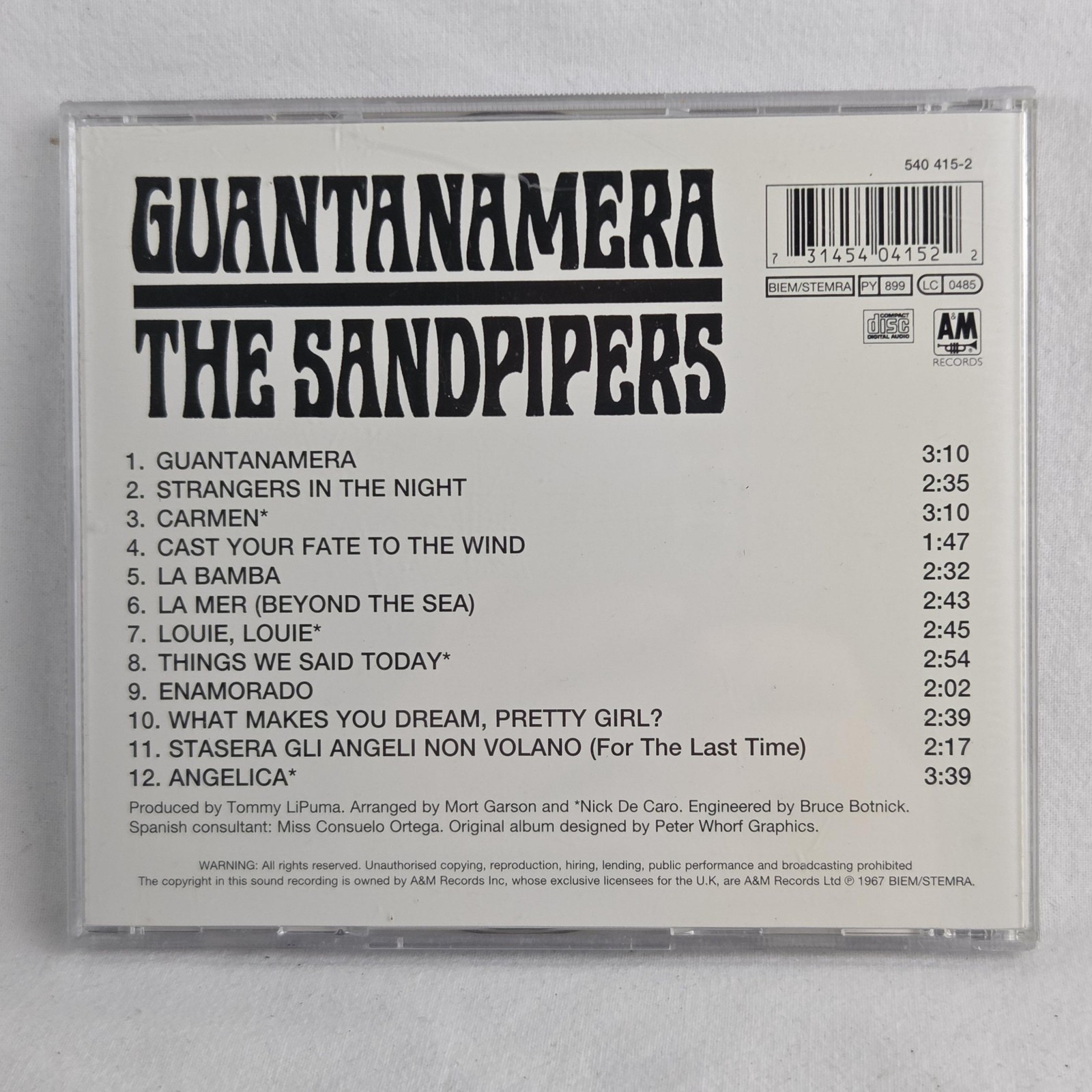 THE SANDPIPERS Guantanamera CD Like New United Kingdom 60s Easy Listening