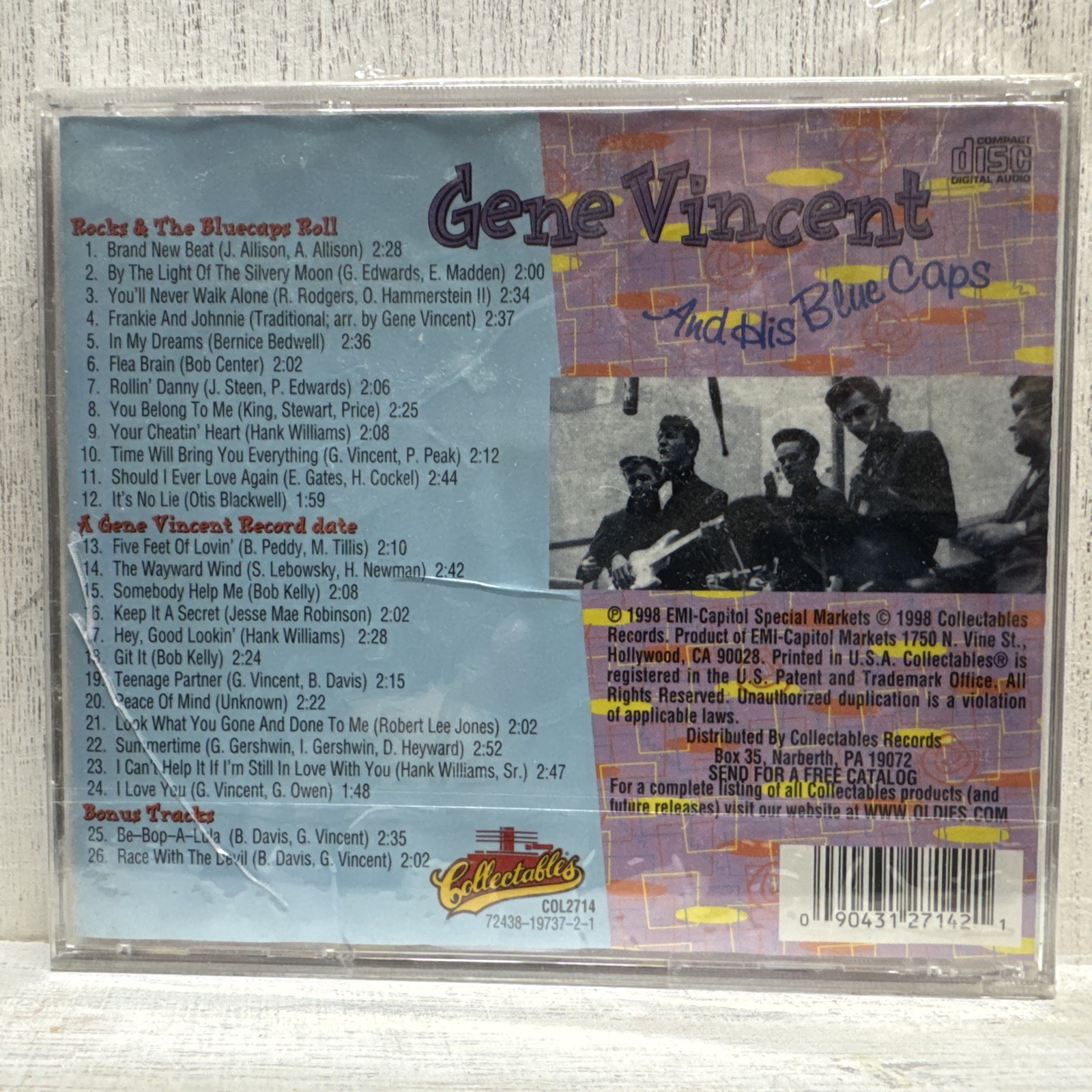 Rocks and Bluecaps Roll/A Gene Vincent Record Date by Vincent, Gene (CD, 1998)