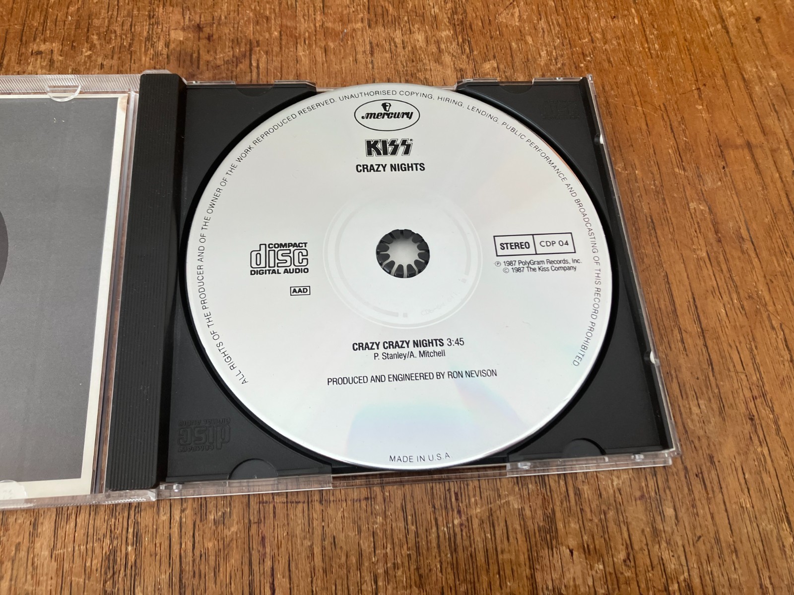 KISS Crazy Crazy Nights US PROMO CD-Single 1987 RARE Bruce Kulick Eric Carr