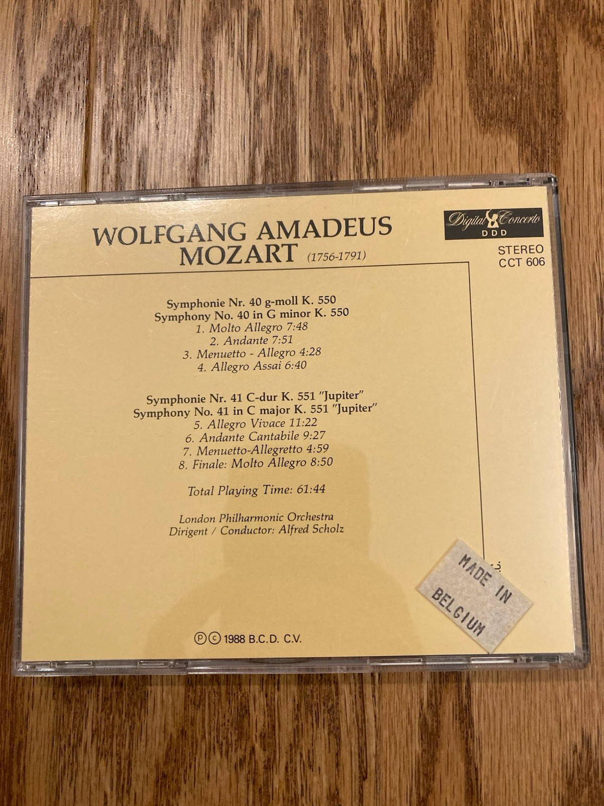 Mozart Symphony No 40 & 41 Digital Concerto DDD CD CCT606 Very Good 1988
