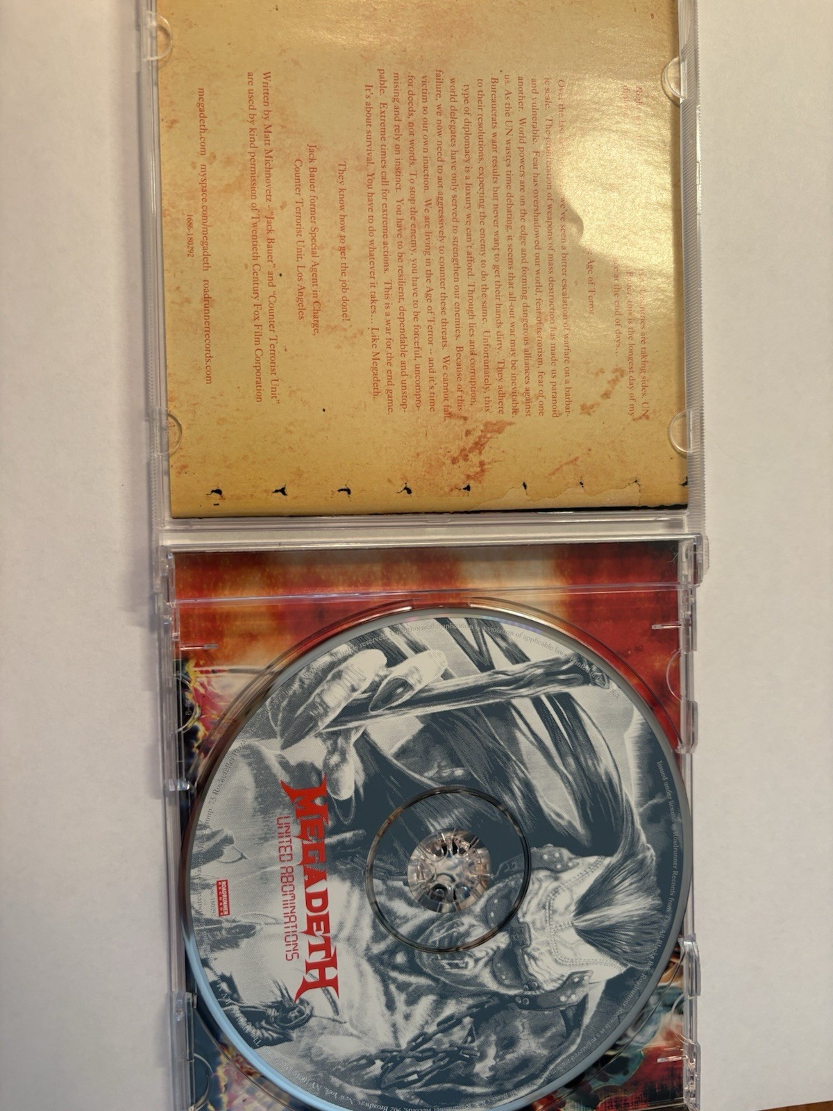 Megadeth United Abominations 2007 CD Roadrunner Heavy Metal Album Jewel Case