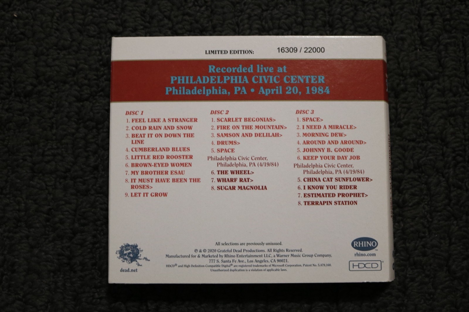 Grateful Dead Dave's Picks Vol. 35 CD Limited Edition Live Philadelphia 4/20/84