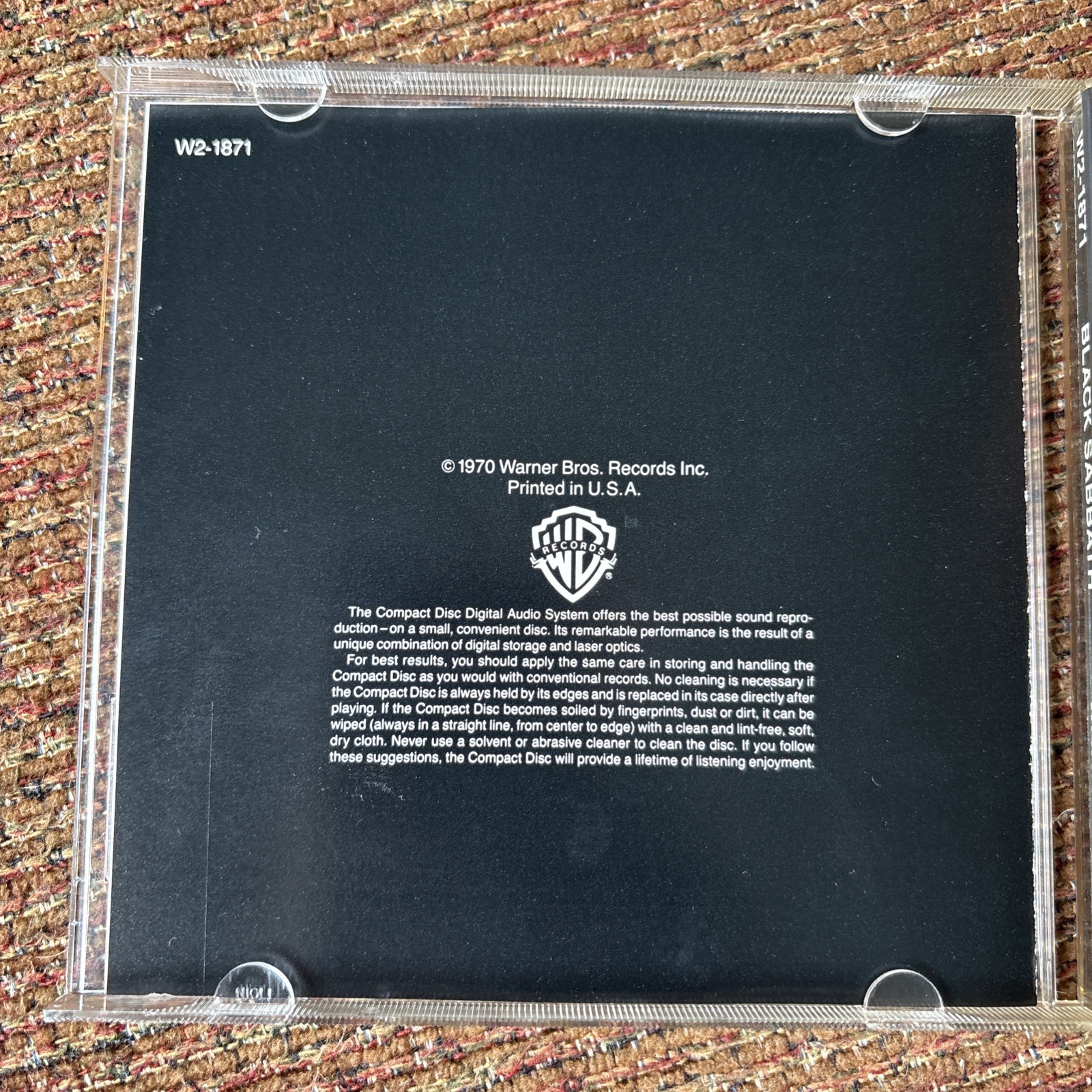 Black Sabbath Self Titled CD EARLY PRESS Warner W2-1871 Ozzy Osbourne MINT DISC
