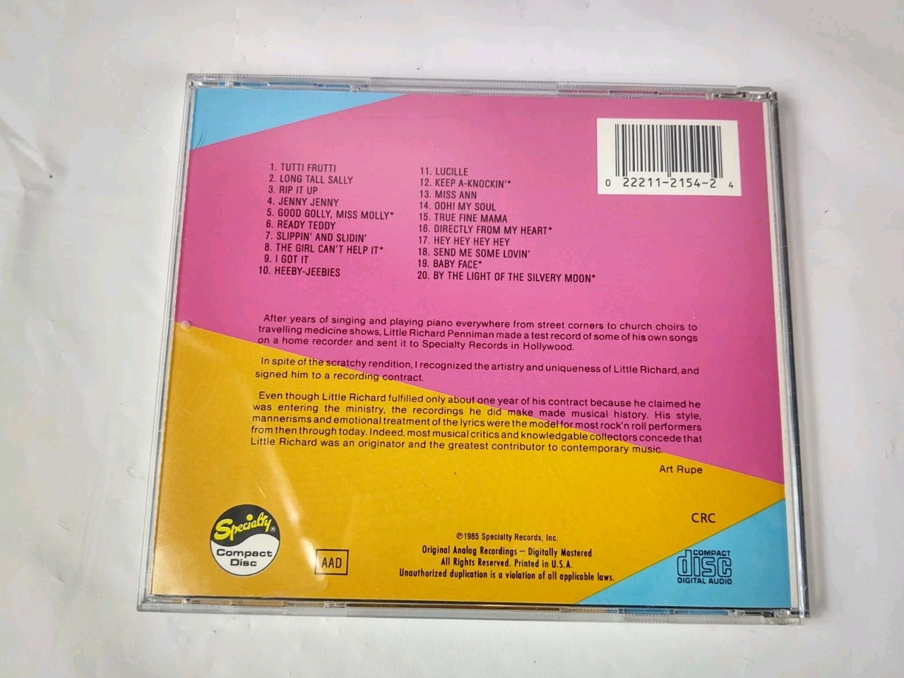 The Essential Little Richard CD 1985 Specialty Records USA Vintage Rock And Roll