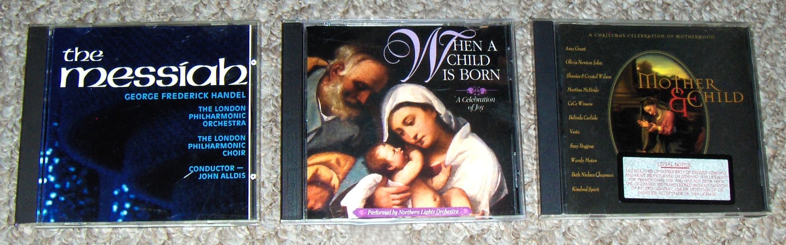RELIGIOUS CHRISTMAS The Messiah~When A Child Is Born~Mother & Child .. CD Lot /3