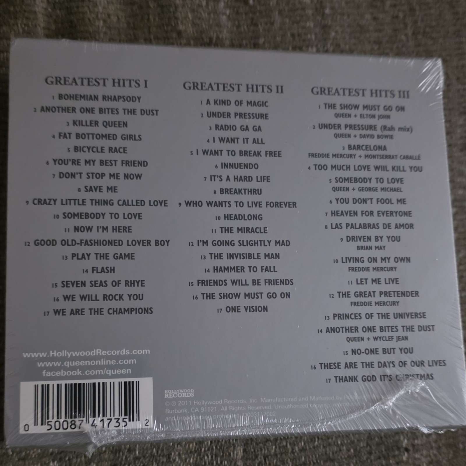 Queen Greatest Hits I II & III Platinum Collection 3CD Box Set Hollywood 2011