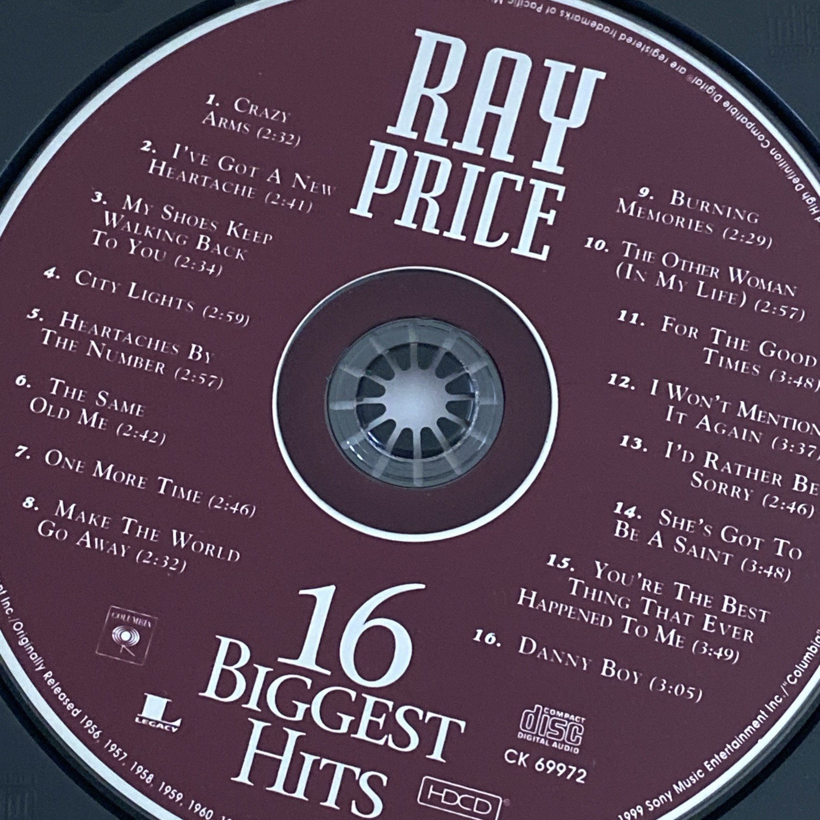 Ray Price - 16 Biggest Hits - Music CD - Ray Price - 1999-08-10 - Sony Legacy -