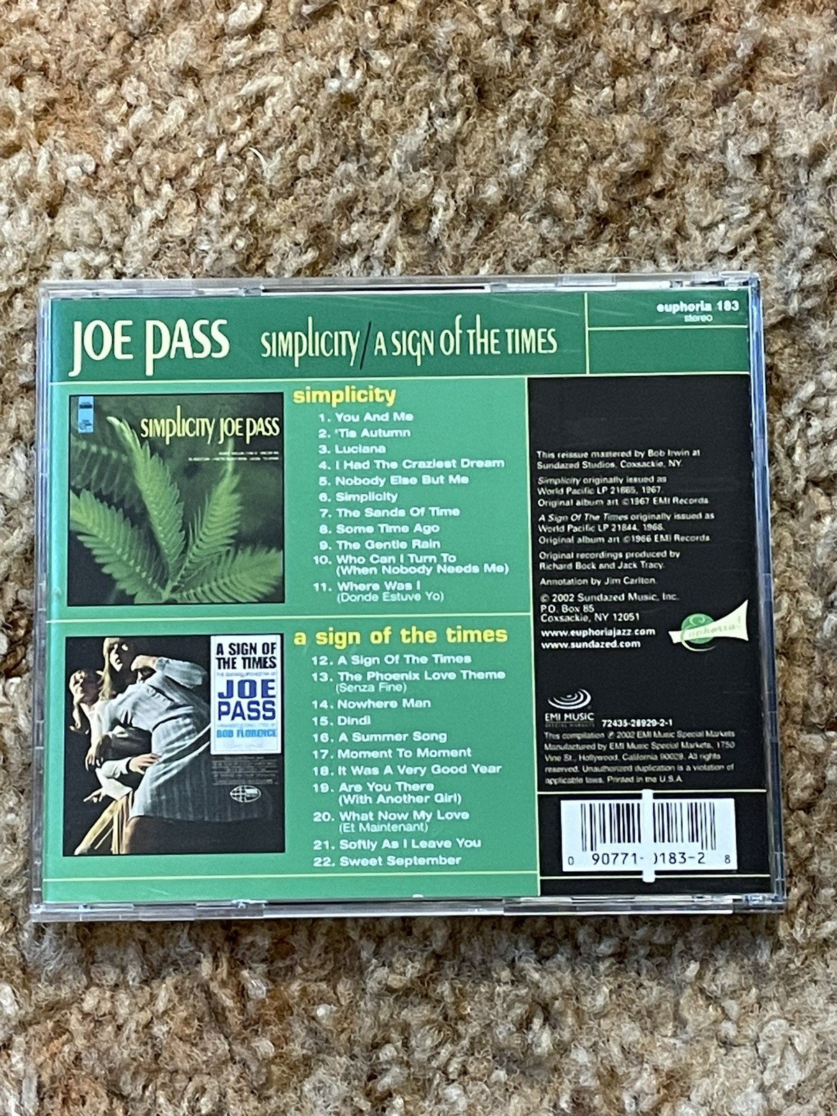 Joe Pass--"Simplicity/A Sign of the Times" 2 albums on 1 CD!