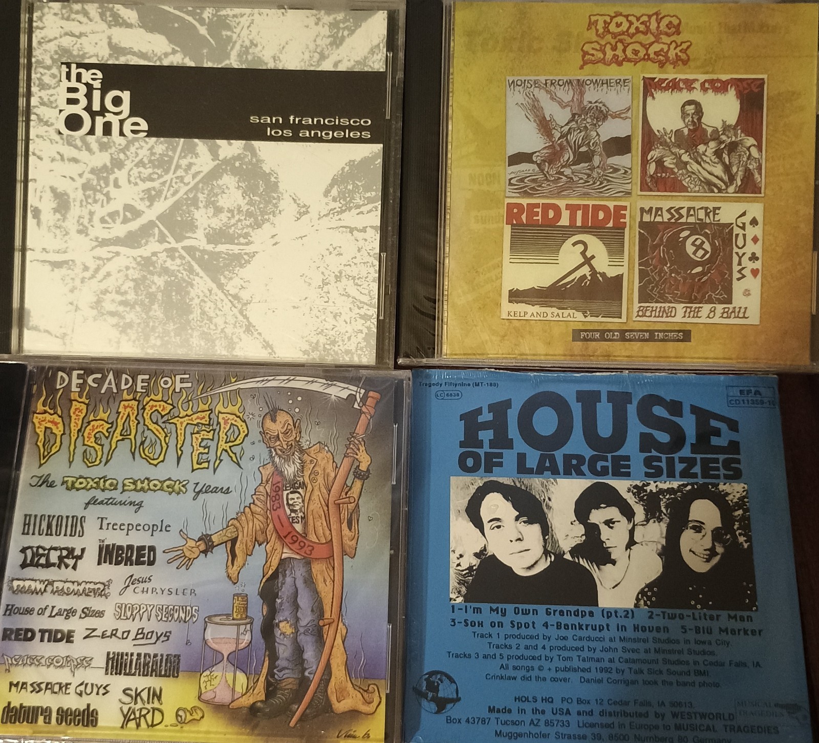 4 Old Toxic Shock 7"s CD Massacre Guys Green Day L7 Red Tide Melvins Offspring