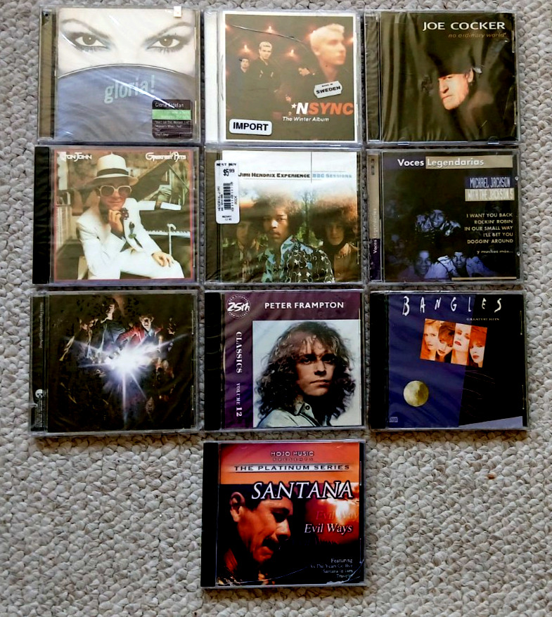 Lot Of 10 Factory Sealed Rock CDs Santana Stones Hendrix Cocker Bangles Frampton