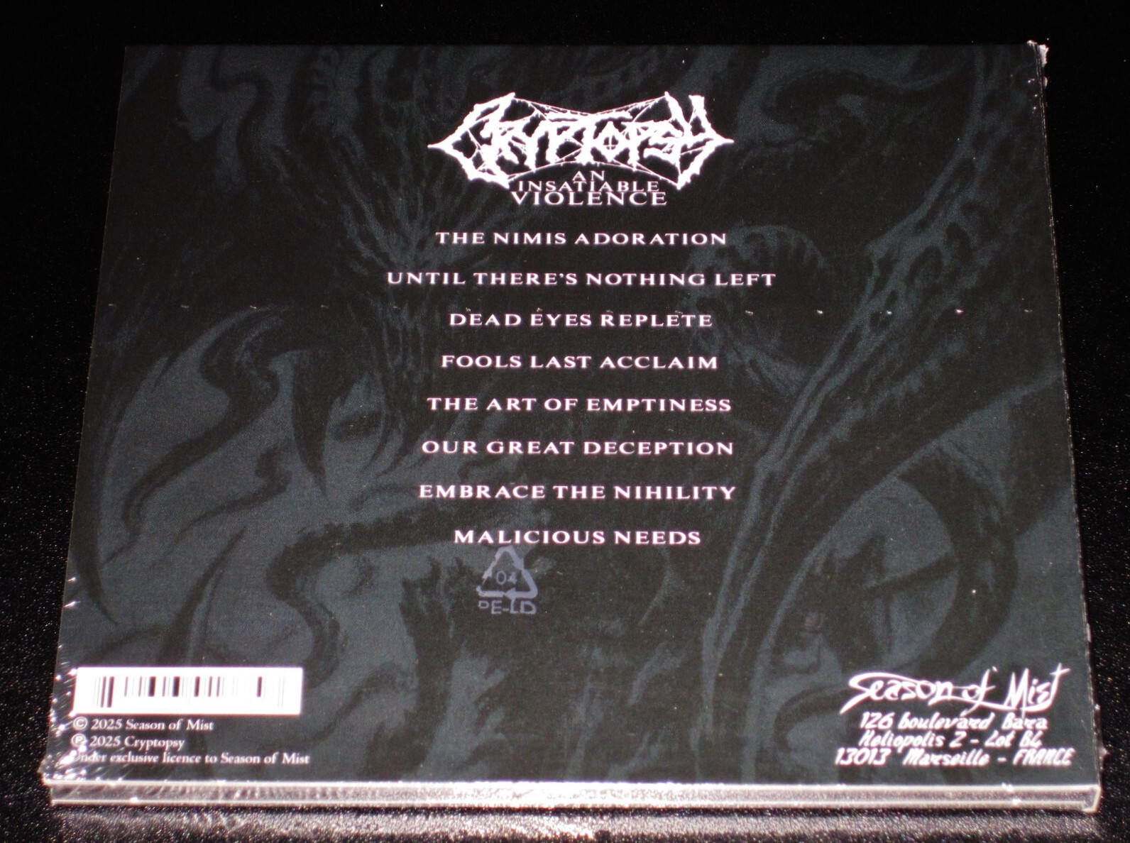 Cryptopsy: An Insatiable Violence CD 2025 Season Of Mist USA SOM867D Digipak NEW