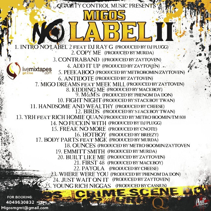 MIGOS- "NO LABEL 2" MIX CD 2022 ***BUY 2 GET 1 FREE