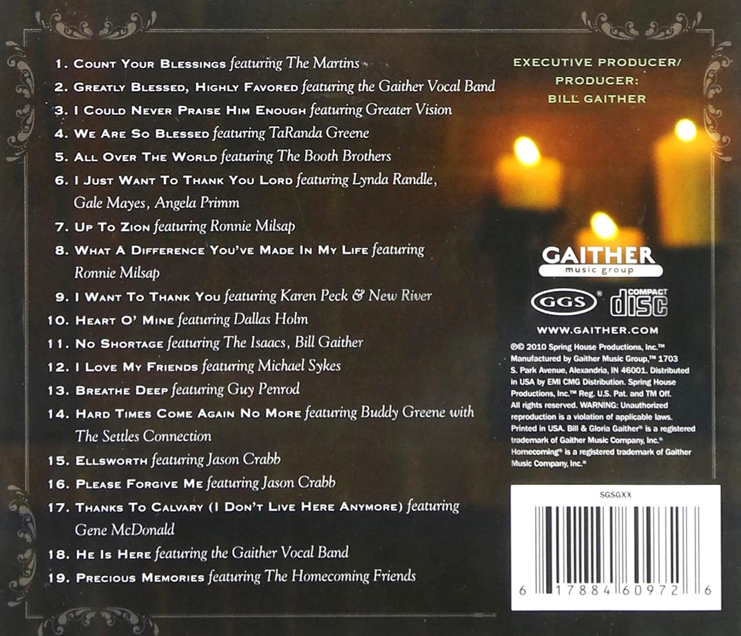 Count Your Blessings by Bill Gaither CD Ships WITH or WITHOUT Case