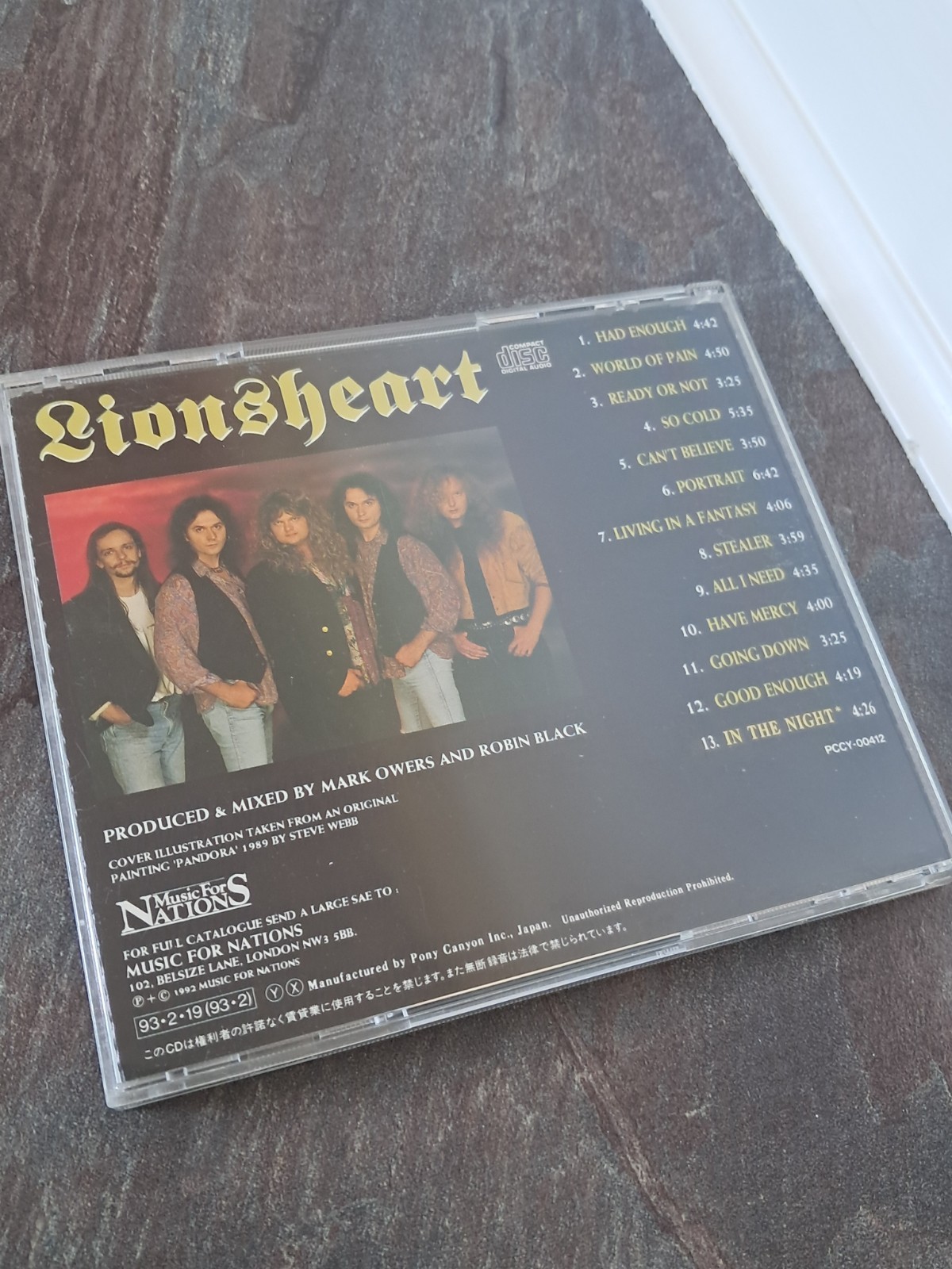 Lionsheart S/T CD Japan inc. 1 bonus track (Steve Grimmett Grim Reaper NWOBHM)