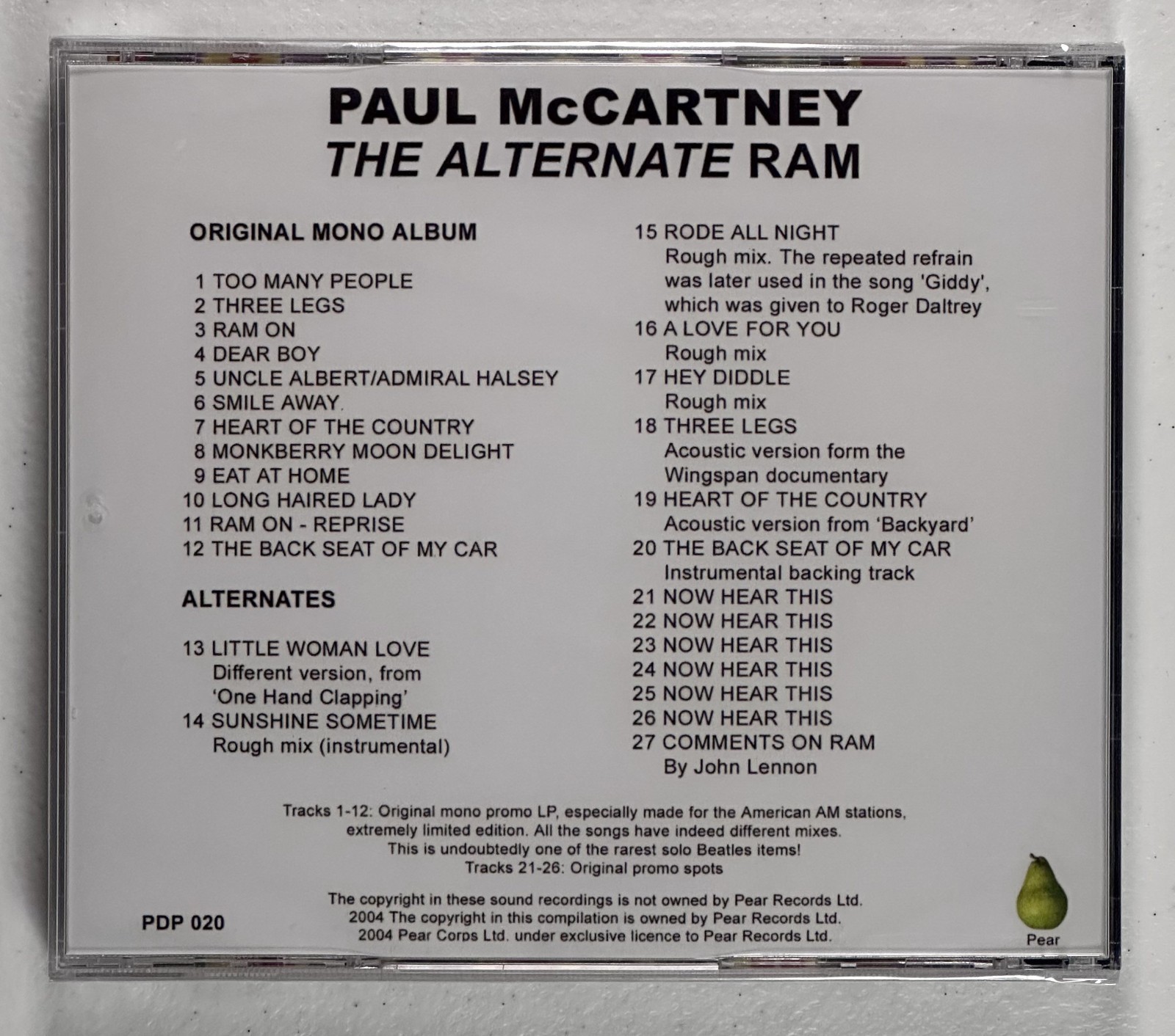 Paul McCartney - The Alternate RAM *SEALED CD* Outtakes/Demos