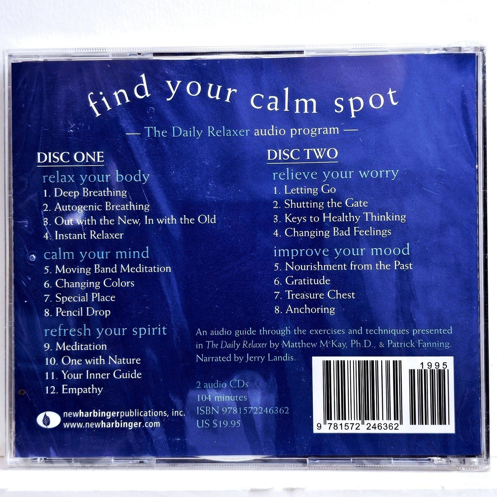 New Harbinger 9781572246362 2-CD Daily Relaxer Meditation Audio Companion Sealed