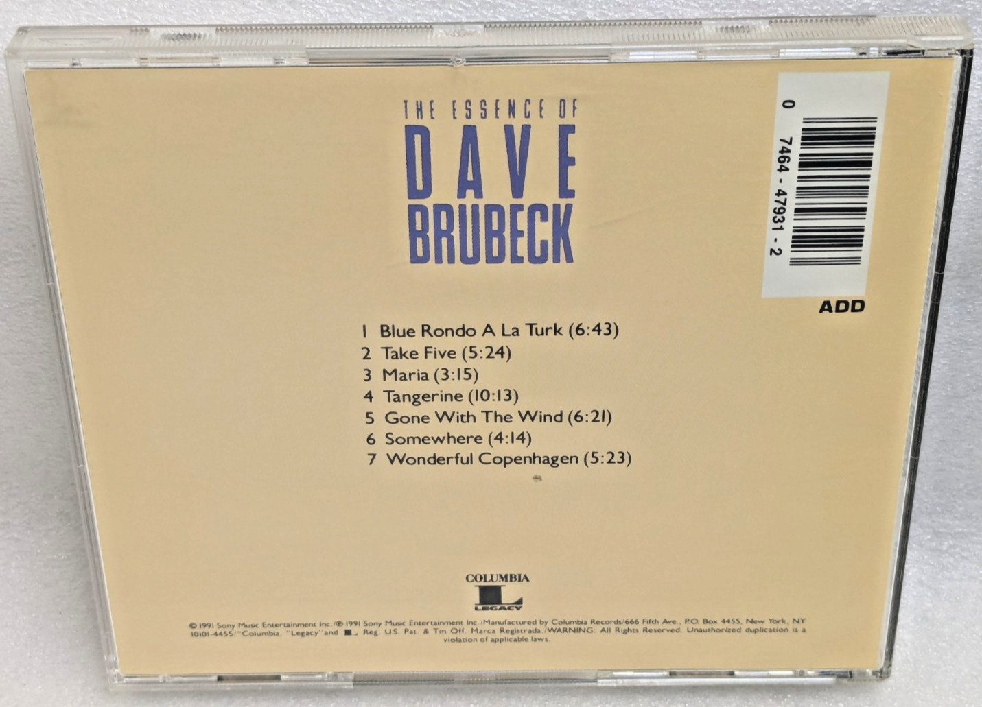 Dave Brubeck Essence of Dave Brubeck (CD, 1991, Sony Music / Columbia Legacy)