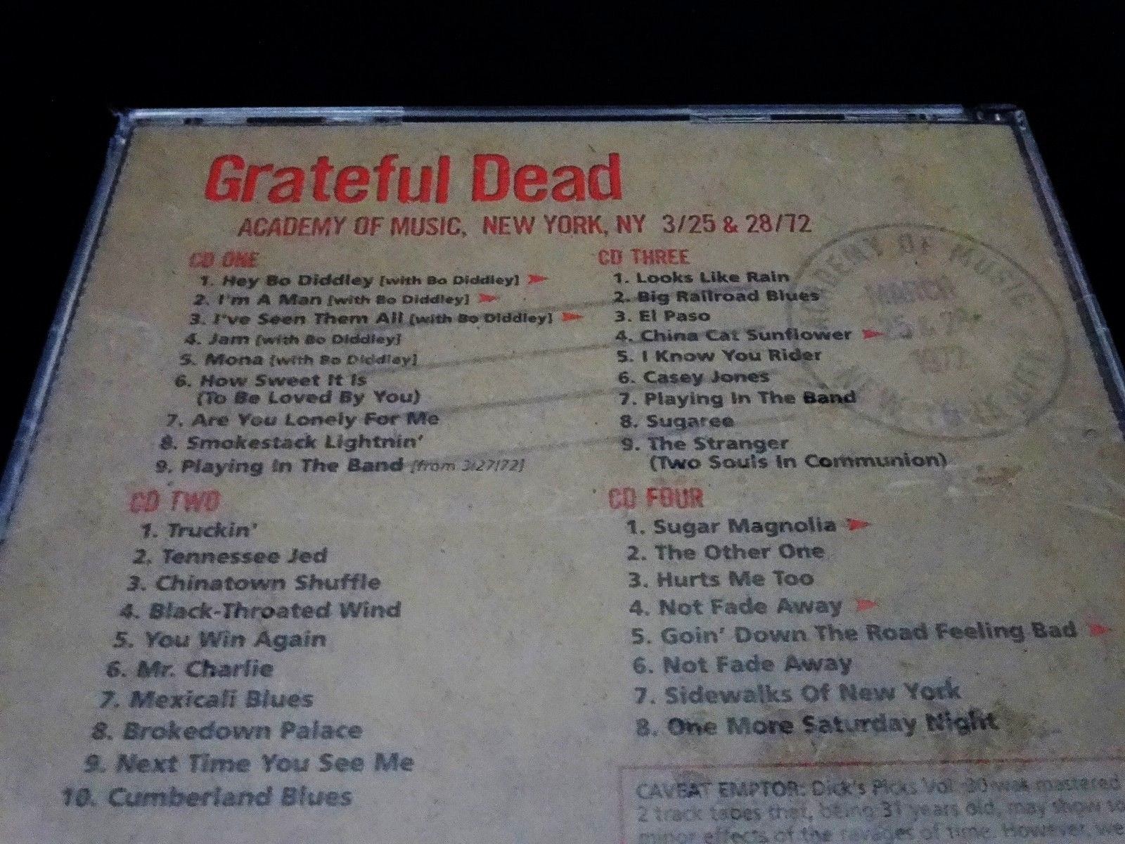 Grateful Dead Dick's Picks 30 Thirty Academy Of Music NY 3/25,28/1972 4 CD New