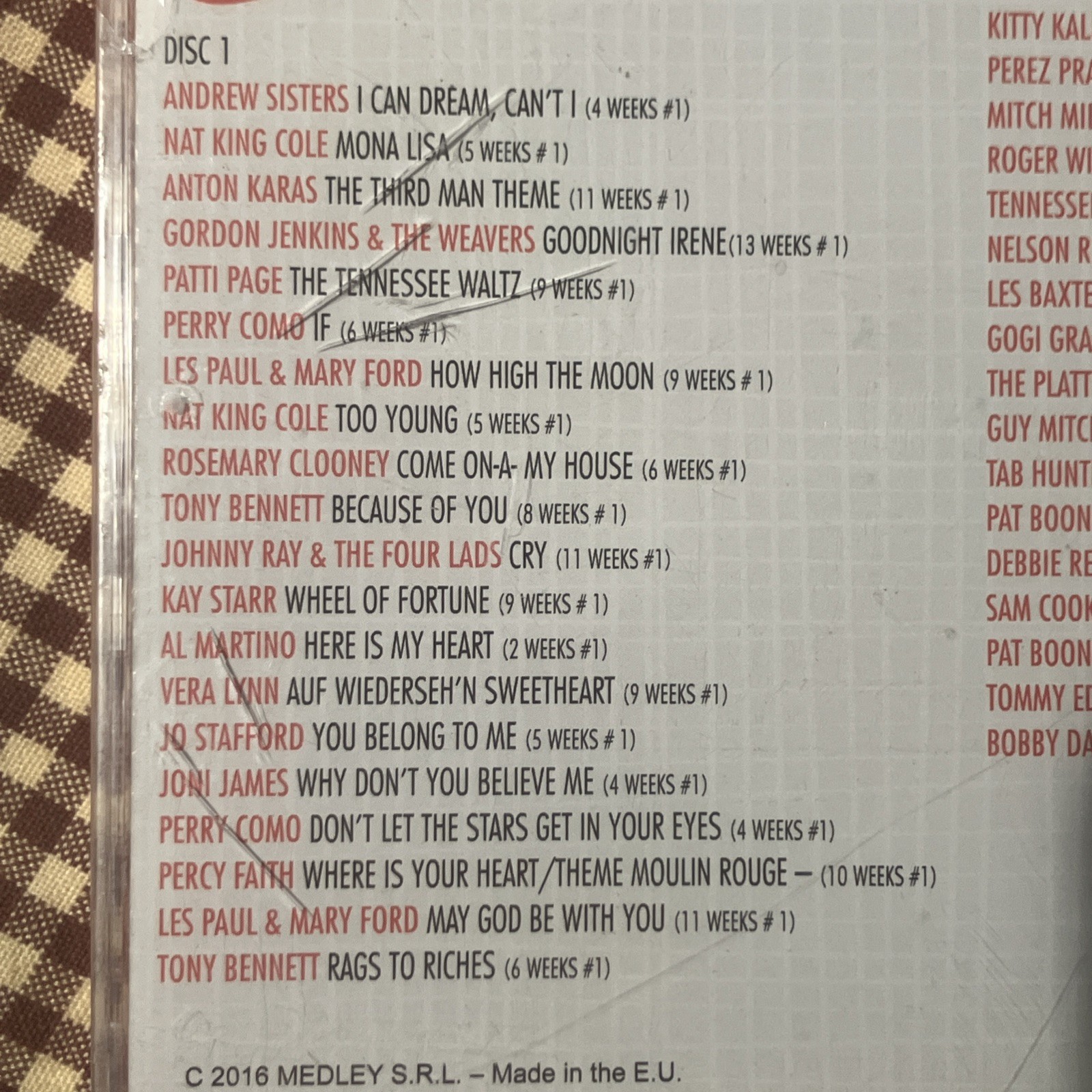 # Number 1 One Hits Of The 50's 40 SONGS On 2 CD’s 2 DISC NEW AND SEALED